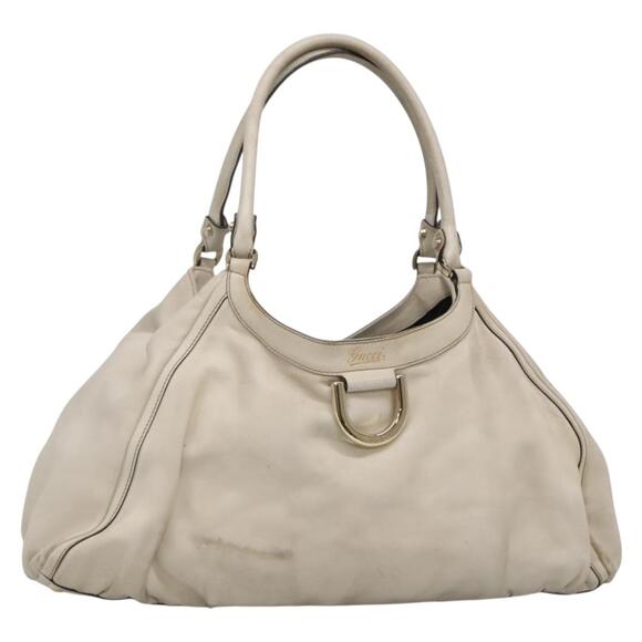 GUCCI Tote Bag Leather Ivory Gold - Picture 1 of 16